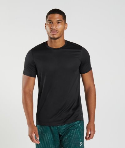 Black / Black Men's Gymshark Sport T Shirts | CA9656-604