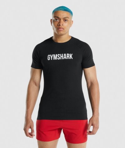 Black Men's Gymshark Apollo T Shirts | CA0125-916