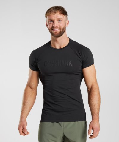 Black Men's Gymshark Apollo T Shirts | CA7518-595