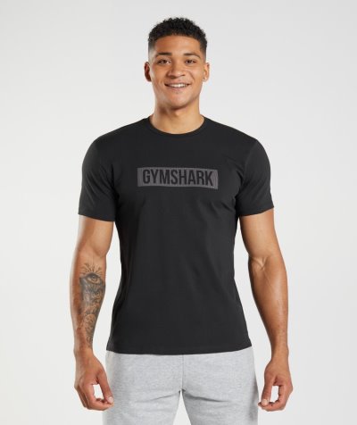Black Men's Gymshark Block T Shirts | CA8735-064