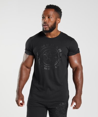 Black Men's Gymshark Legacy T Shirts | CA4930-199