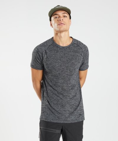 Black / White Men's Gymshark Retake Seamless T Shirts | CA0620-423