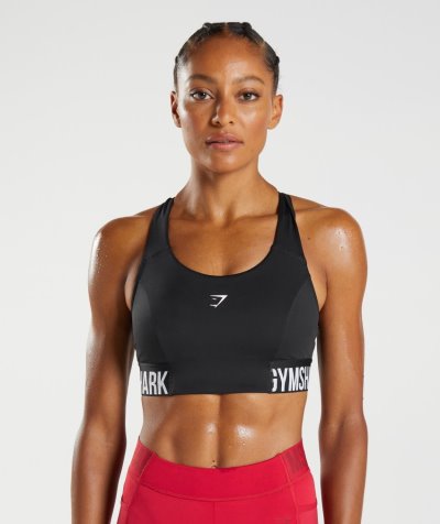 Black Women's Gymshark Training Brandmark Sports Bra | CA0524-608