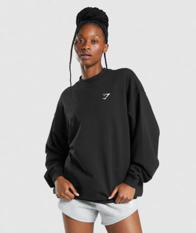 Black Women's Gymshark Training Oversized Sweatshirt | CA6338-246