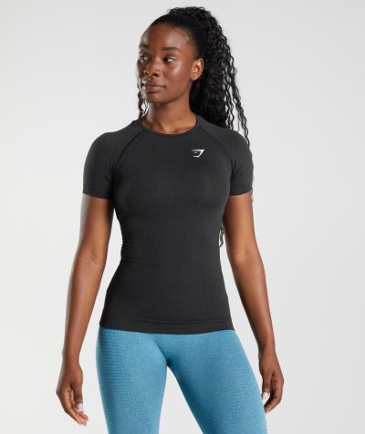 Black Women's Gymshark Vital Seamless 2.0 T Shirts | CA0001-950