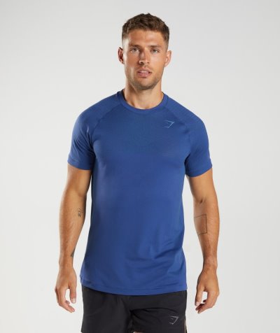 Blue / Blue Men's Gymshark Apex Seamless T Shirts | CA0693-426