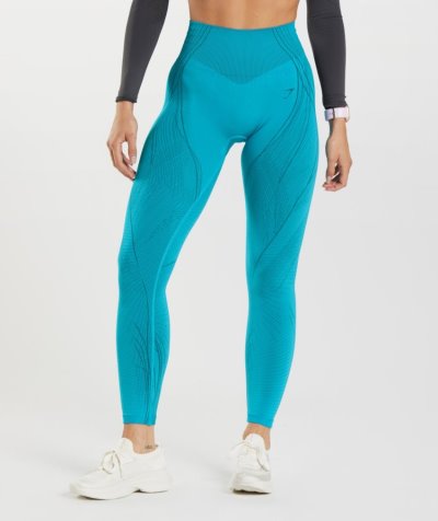 Blue / Blue Women's Gymshark Apex Seamless Leggings | CA3860-545