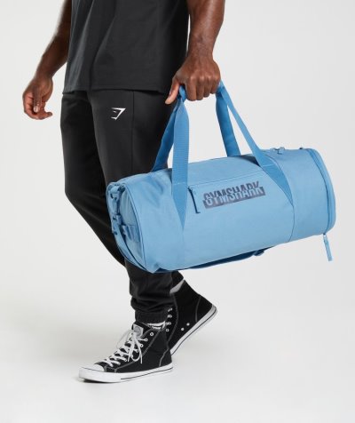 Blue Men's Gymshark Bold Barrel Bags | CA9129-514