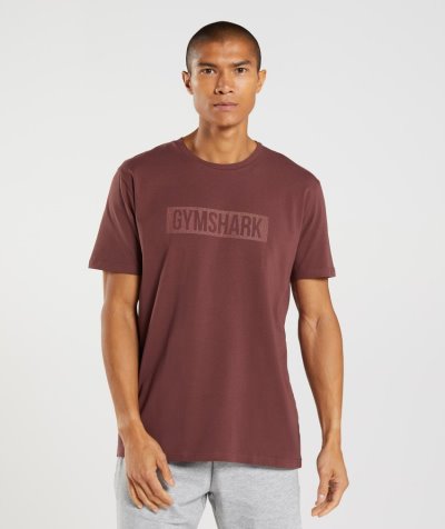 Brown Men's Gymshark Block T Shirts | CA5680-570