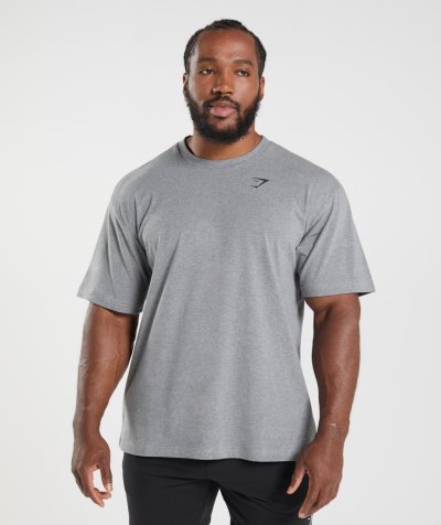 Deep Grey Men's Gymshark Essential Oversized T Shirts | CA7055-976