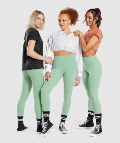 Green Juice Women's Gymshark KK Fit 7/8 Leggings | CA6700-801
