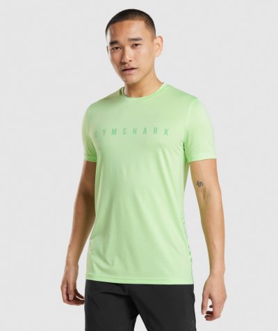 Green Men's Gymshark Sport Stripe T Shirts | CA3755-571