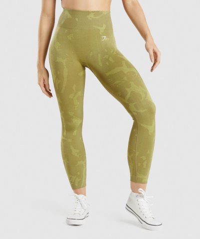Green Women's Gymshark Adapt Camo Seamless Leggings | CA5681-132
