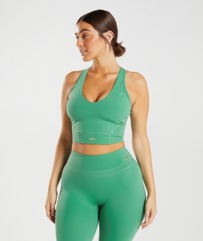 Green Women's Gymshark Whitney Crop Tanks | CA0079-836