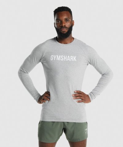 Light Grey Men's Gymshark Apollo Long Sleeve T Shirts | CA9274-562