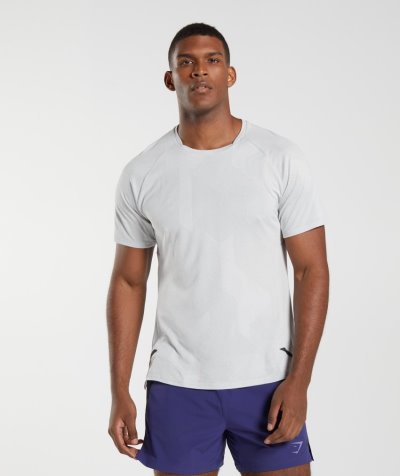 Light Grey / White Men's Gymshark Apex T Shirts | CA8117-152