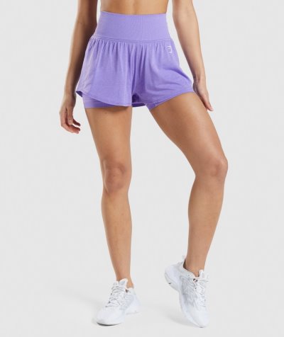 Light Purple Women's Gymshark Vital Seamless 2.0 2-in-1 Shorts | CA8981-000
