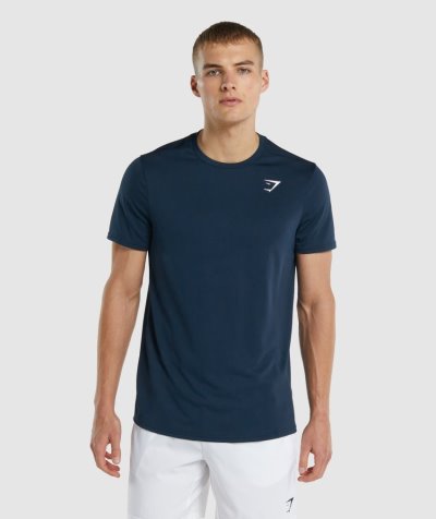 Navy Men's Gymshark Arrival Regular Fit T Shirts | CA6941-822