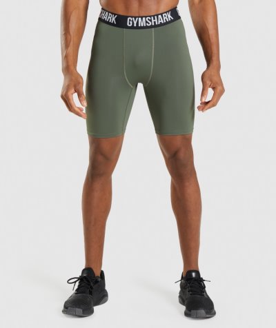Olive Men's Gymshark Element Baselayer Shorts | CA7595-012