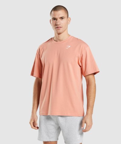 Pink Men's Gymshark Essential Oversized T Shirts | CA0954-350
