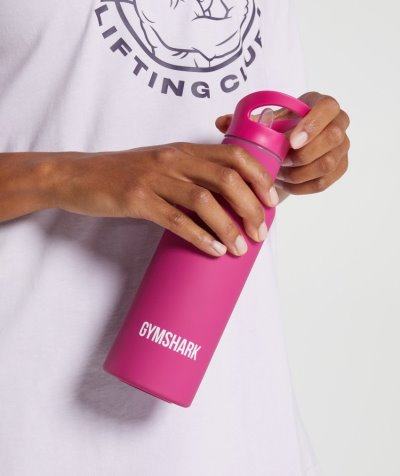 Pink Women's Gymshark Flip Straw Water Bottles | CA8033-378