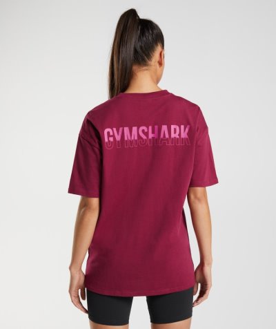 Pink Women's Gymshark Fraction Oversized T Shirts | CA9876-274