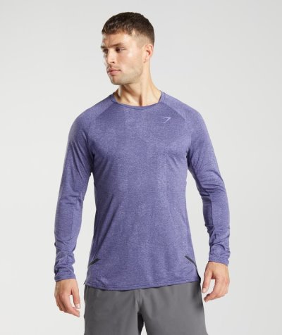 Purple / Purple Men's Gymshark Apex Long Sleeve T Shirts | CA5712-526