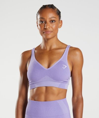Purple Women's Gymshark Vital Seamless 2.0 V Neck Sports Bra | CA1084-713