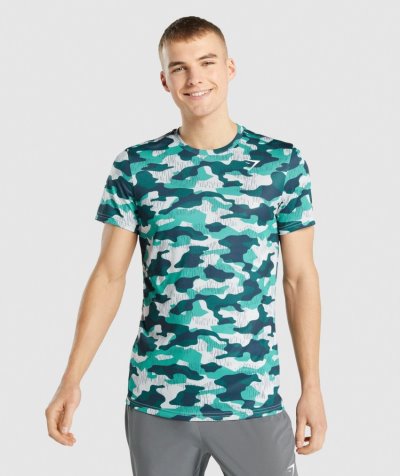 Turquoise Men's Gymshark Arrival T Shirts | CA2767-527