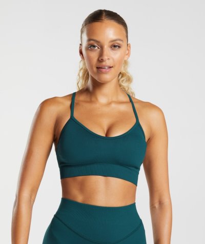 Turquoise Women's Gymshark Sweat Seamless Sports Bra | CA2155-119