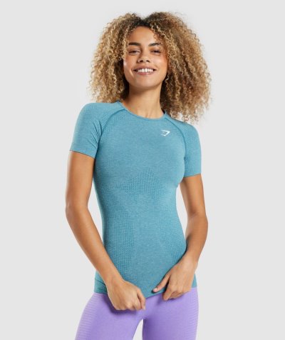 Turquoise Women's Gymshark Vital Seamless 2.0 T Shirts | CA1182-661
