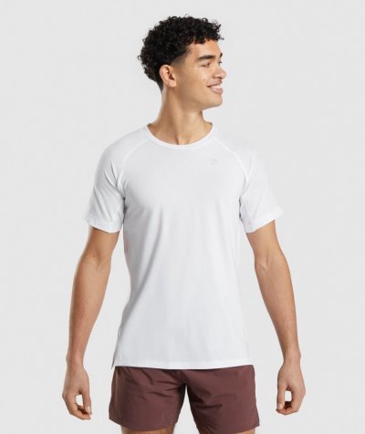 White Men's Gymshark Studio Amplify T Shirts | CA0628-500