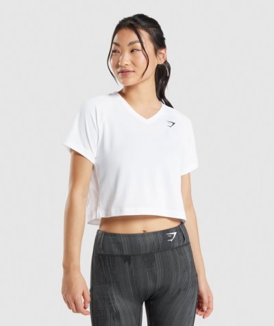 White Women's Gymshark Sport Midi T Shirts | CA5797-802