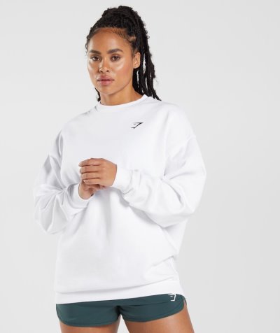 White Women's Gymshark Training Oversized Sweatshirt | CA1713-243