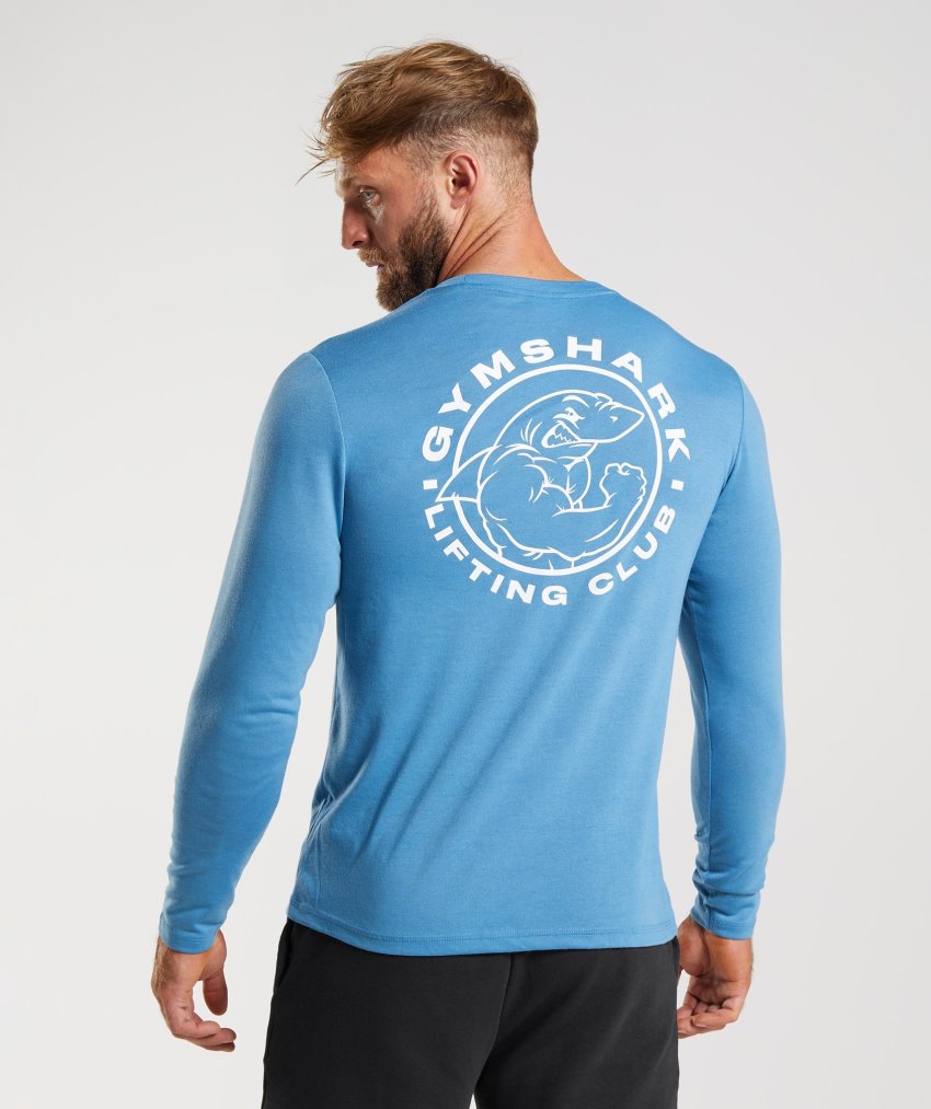 Blue Men's Gymshark Legacy Long Sleeve T Shirts | CA5360-274