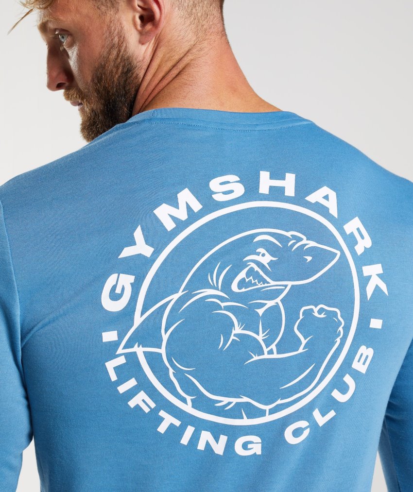 Blue Men's Gymshark Legacy Long Sleeve T Shirts | CA5360-274