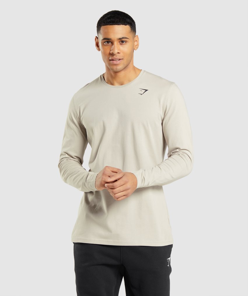 Grey Men\'s Gymshark Essential Long Sleeve T Shirts | CA6309-717