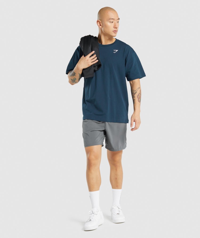 Navy Men's Gymshark Essential Oversized T Shirts | CA4831-886