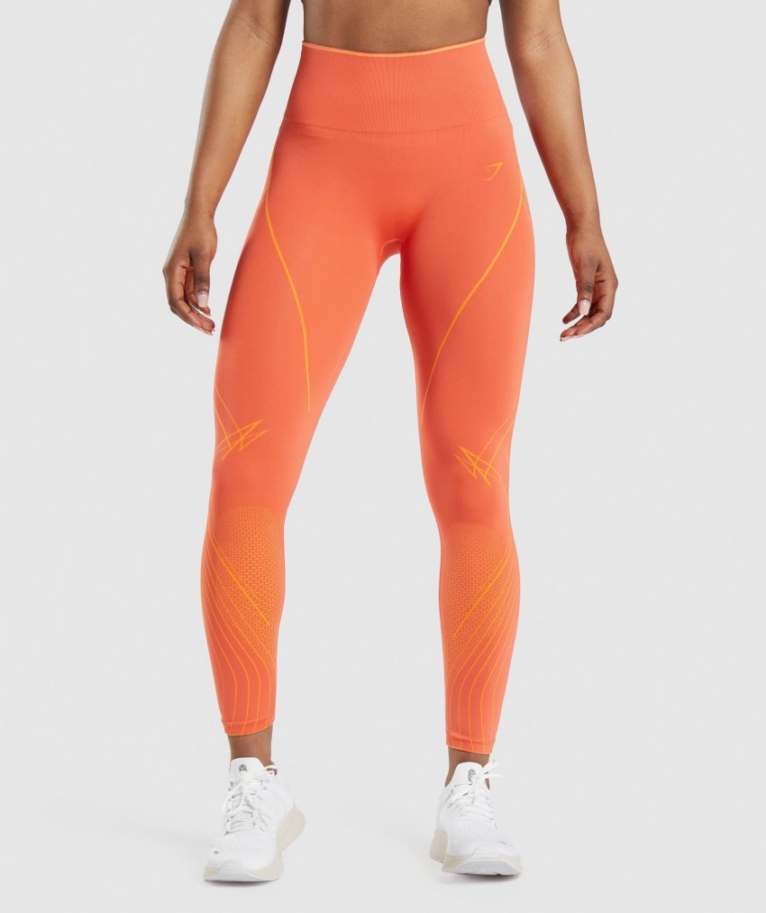 Orange / Orange Women\'s Gymshark Apex Seamless High Rise Leggings | CA6215-580